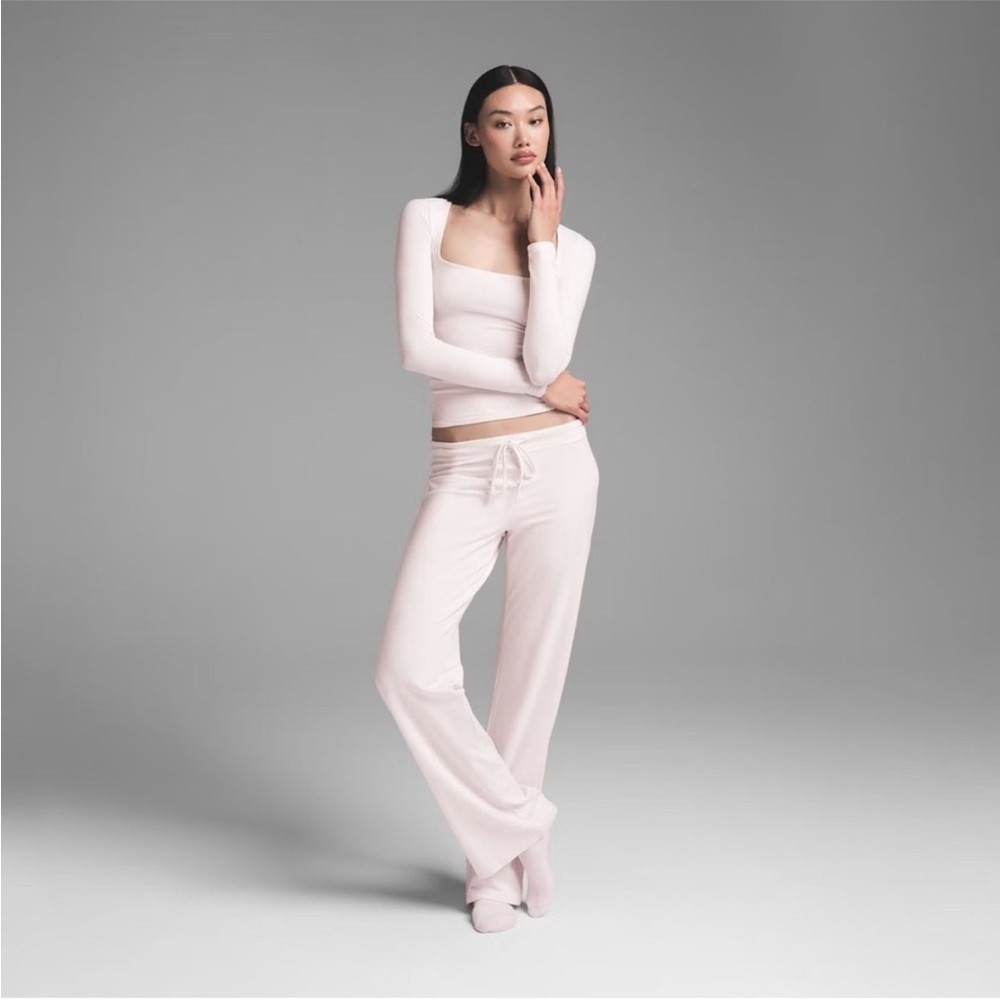 SKIMS Cotton Jersey Straight Leg Pant-Barley Pink